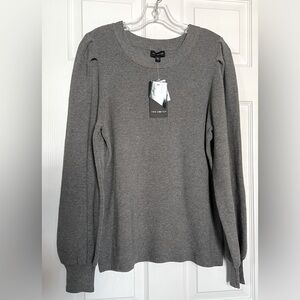 NWT The Limited Heather Gray Charcoal Cotton Knit Stretch Sweater Women’s Large
